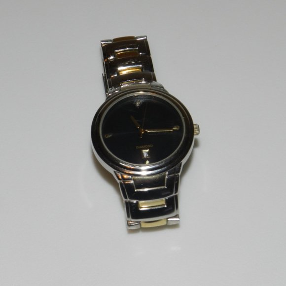 Vintage Allude Men's Black Dial Real Diamond Quartz Watch Date New Battery - Picture 4 of 12